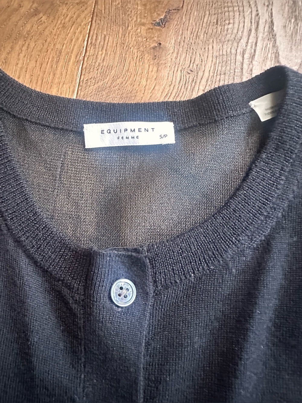 Equipment Black Crewneck Button-Front Cardigan
